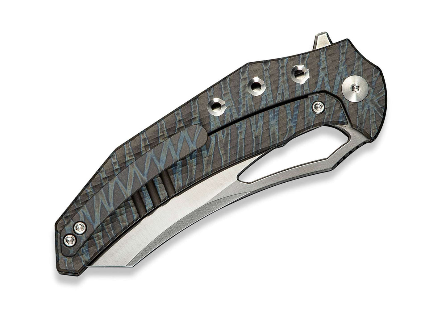 WE Knife Epaulette M390 Diamond Patterned Tiger Stripe Flamed Ti