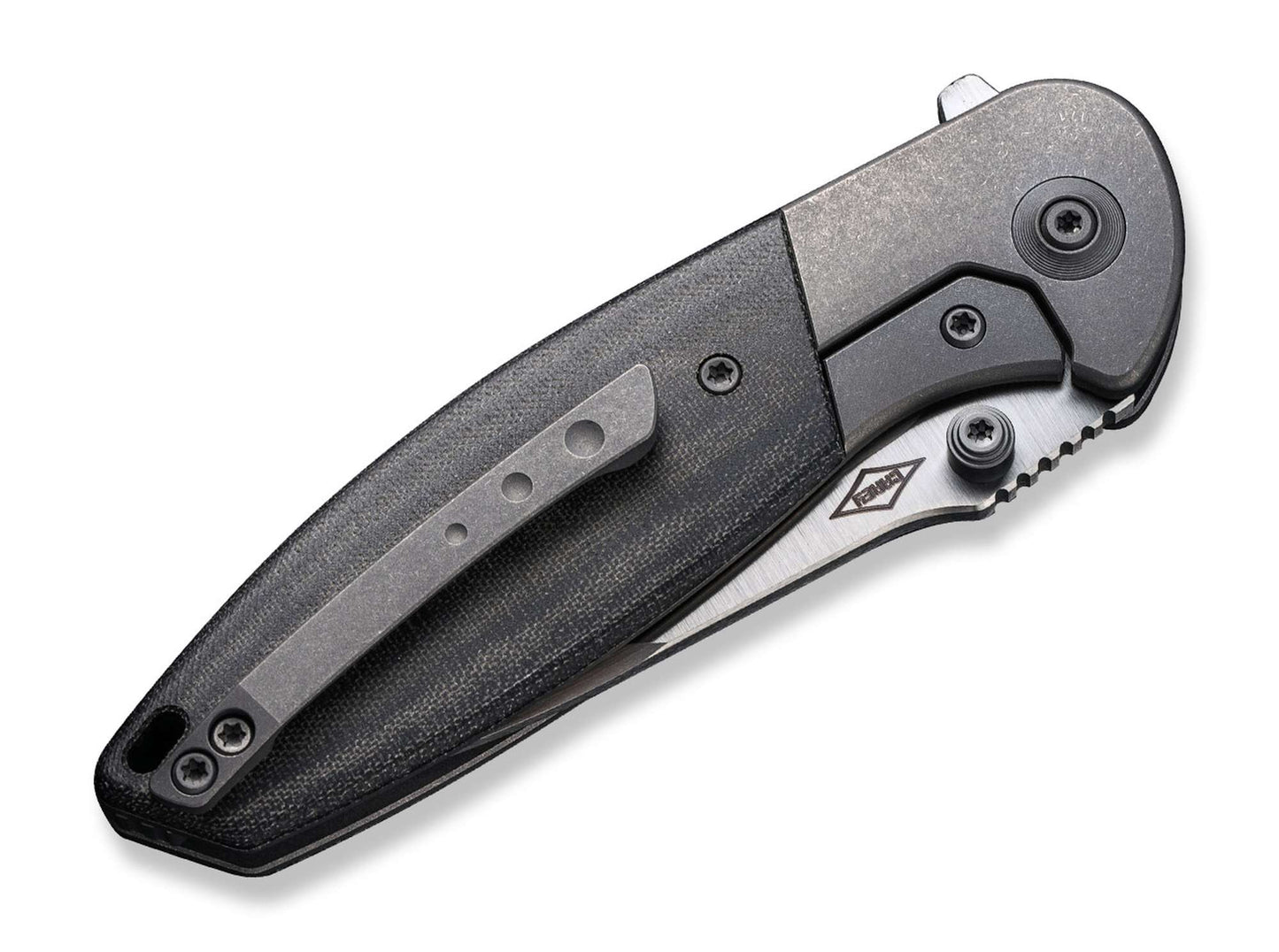 WE Knife Nitro Mini Grey Titanium Micarta Black