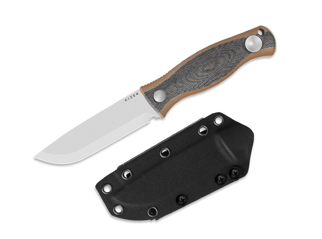 Kizer Polaris AEB-L Black Micarta & Brown G10
