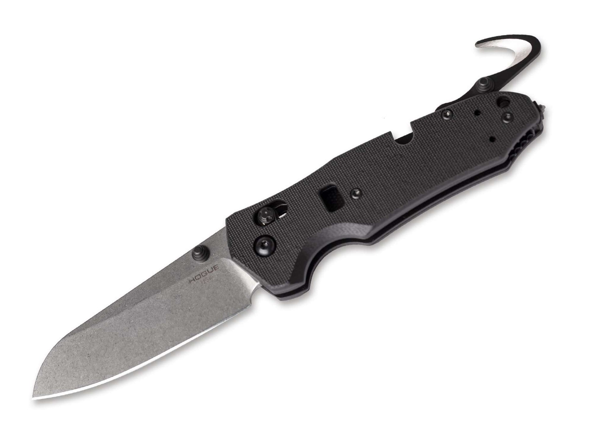 Hogue Trauma First Response Tool 3.4 G10 Solid Black Stone Tumbled