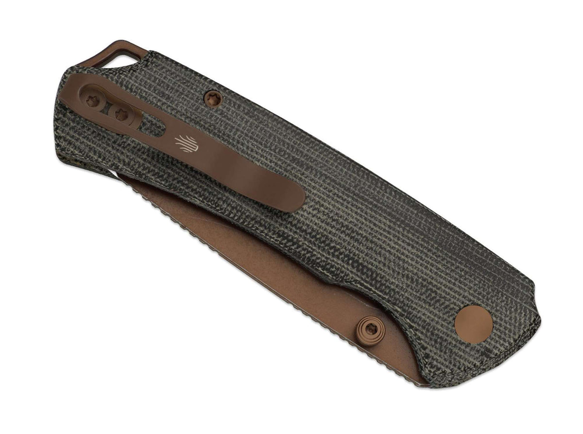 Kizer T1 BD Nitro-V Grey Norplex UltreX Micarta Sunset PVD