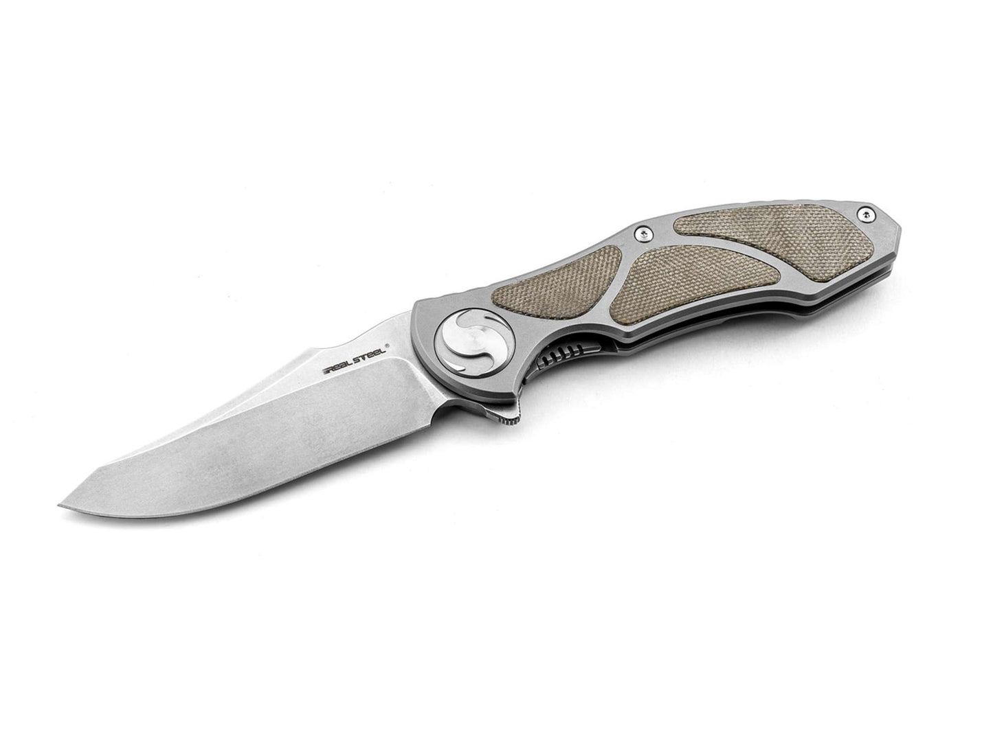 Real Steel Exorcist S35VN Ti Green Micarta Three Scales