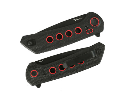 Reate PL-XF Micarta Black G10 Red PVD