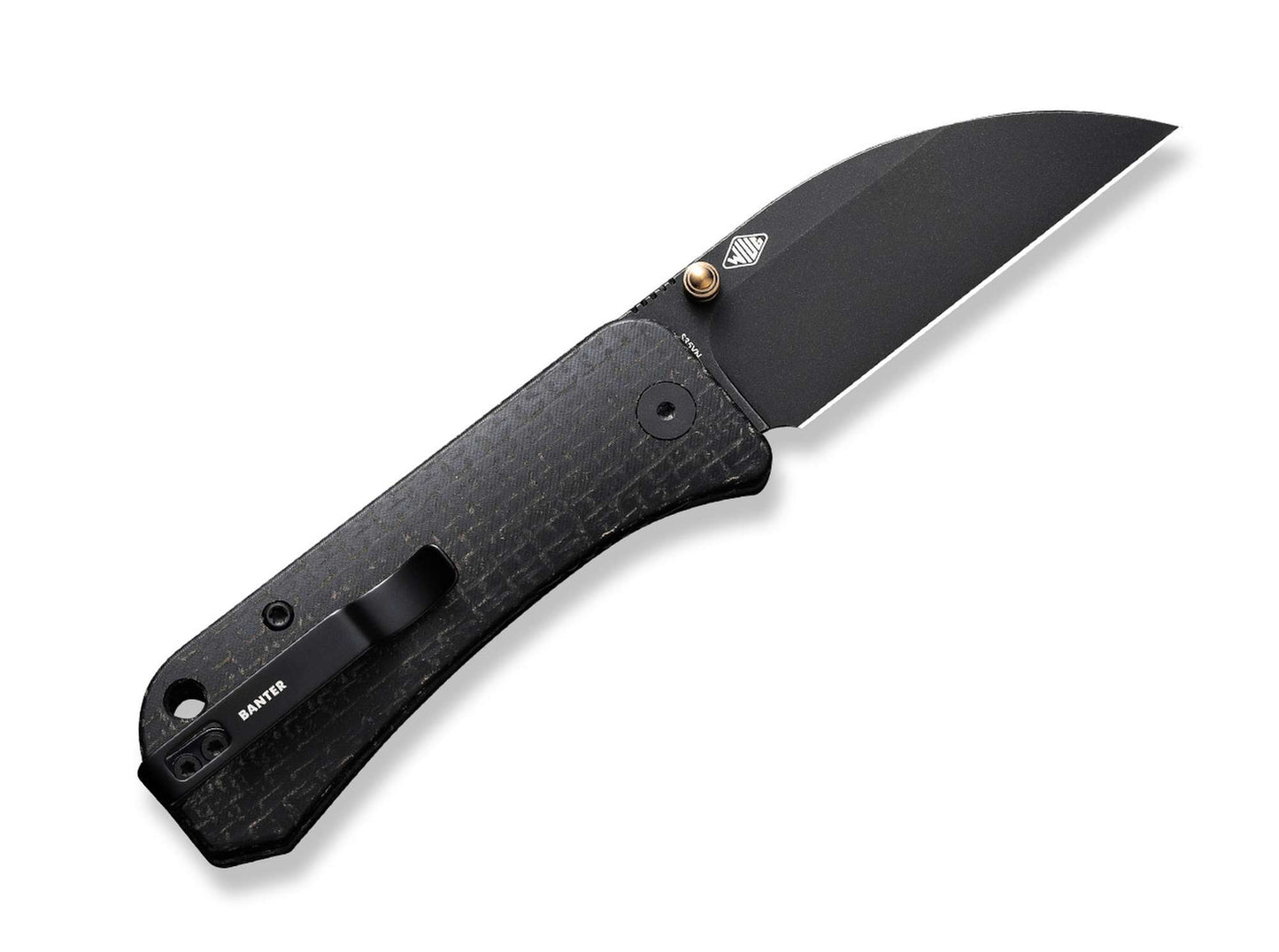 WE Knife Banter Wharncliffe Burlap Micarta All Black
