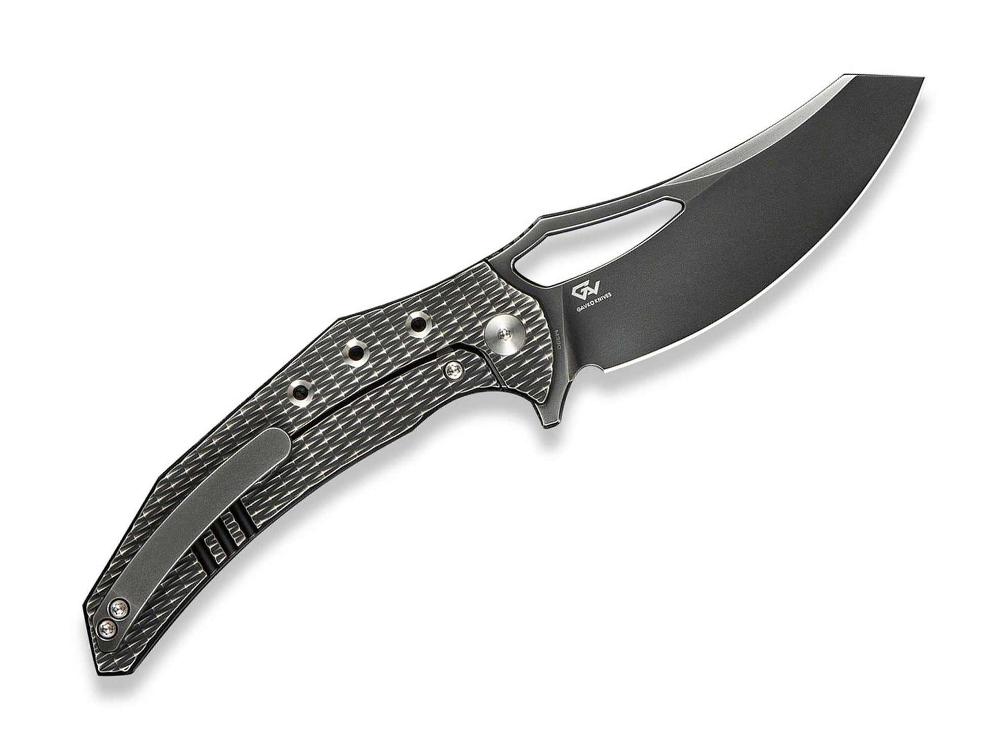 WE Knife Epaulette M390 Diamond Paterned Polished Gray