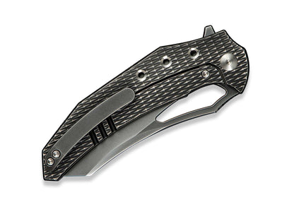WE Knife Epaulette M390 Diamond Paterned Polished Gray