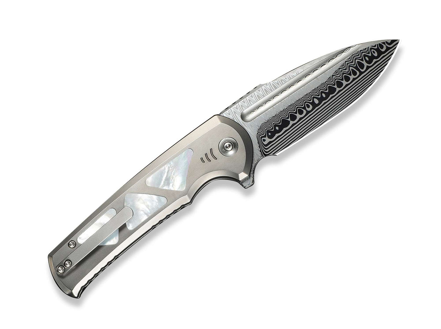 WE Knife Sylox Damascus Gray Ti MOP