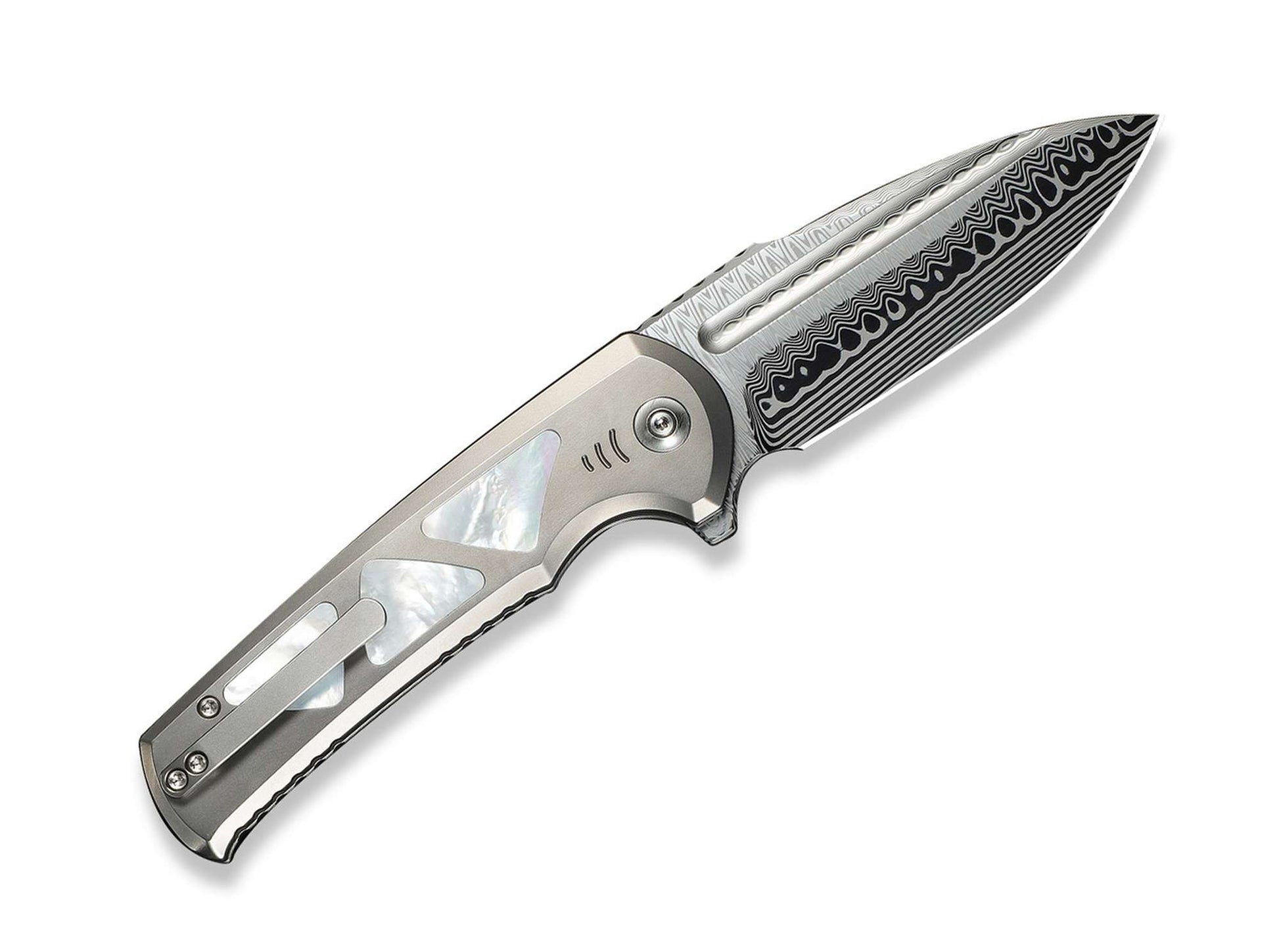 WE Knife Sylox Damascus Gray Ti MOP