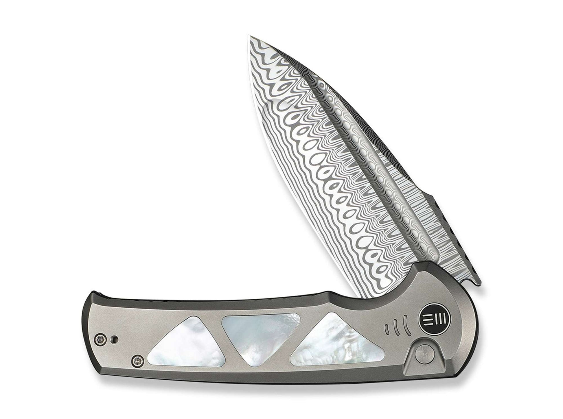 WE Knife Sylox Damascus Gray Ti MOP