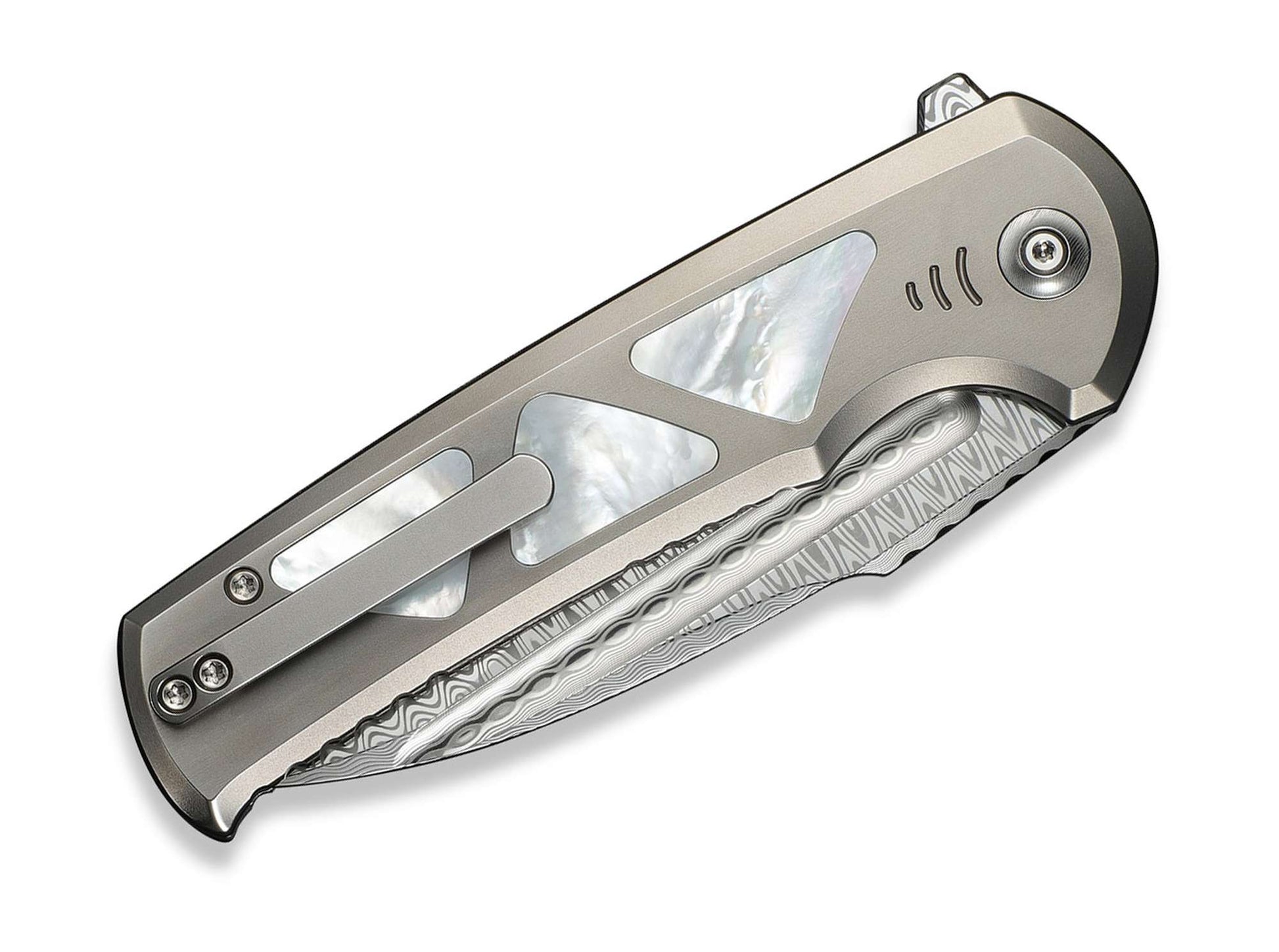 WE Knife Sylox Damascus Gray Ti MOP