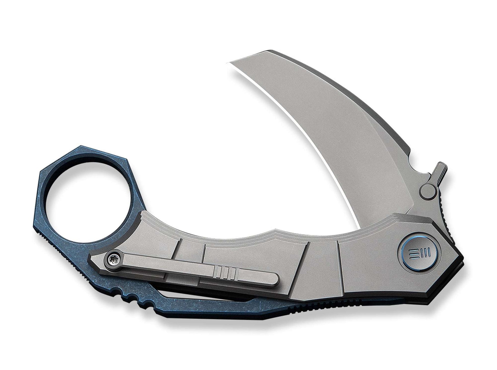 WE Knife Tayra M390 Grey & Blue Ti Stonewashed