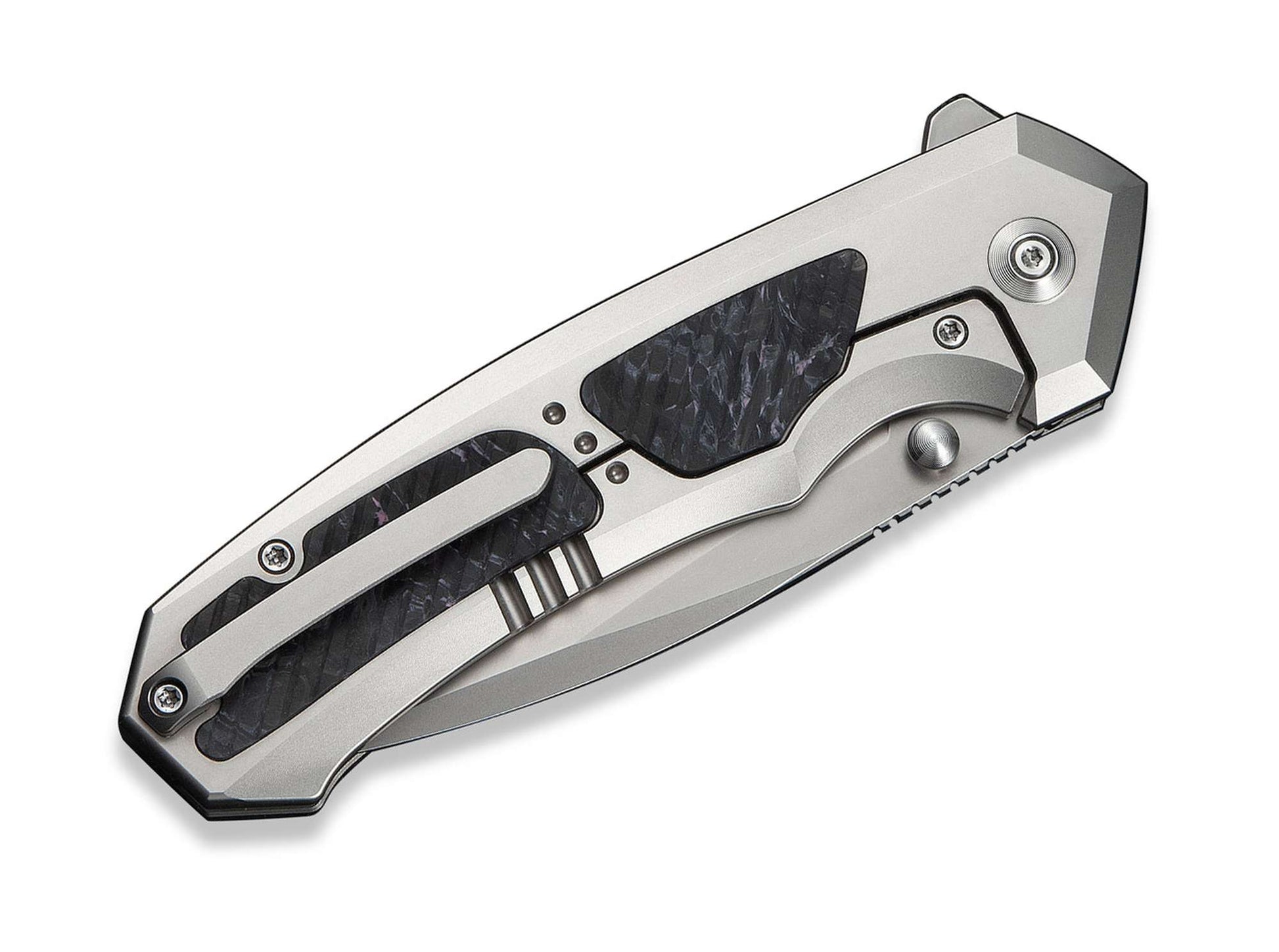 WE Knife Corwyn M390 Gray Ti Black & Pink CF