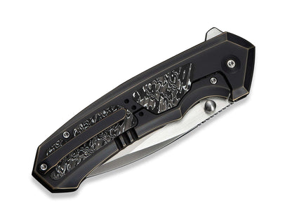WE Knife Corwyn M390 Bronze & Black Ti Aluminum Foil CF