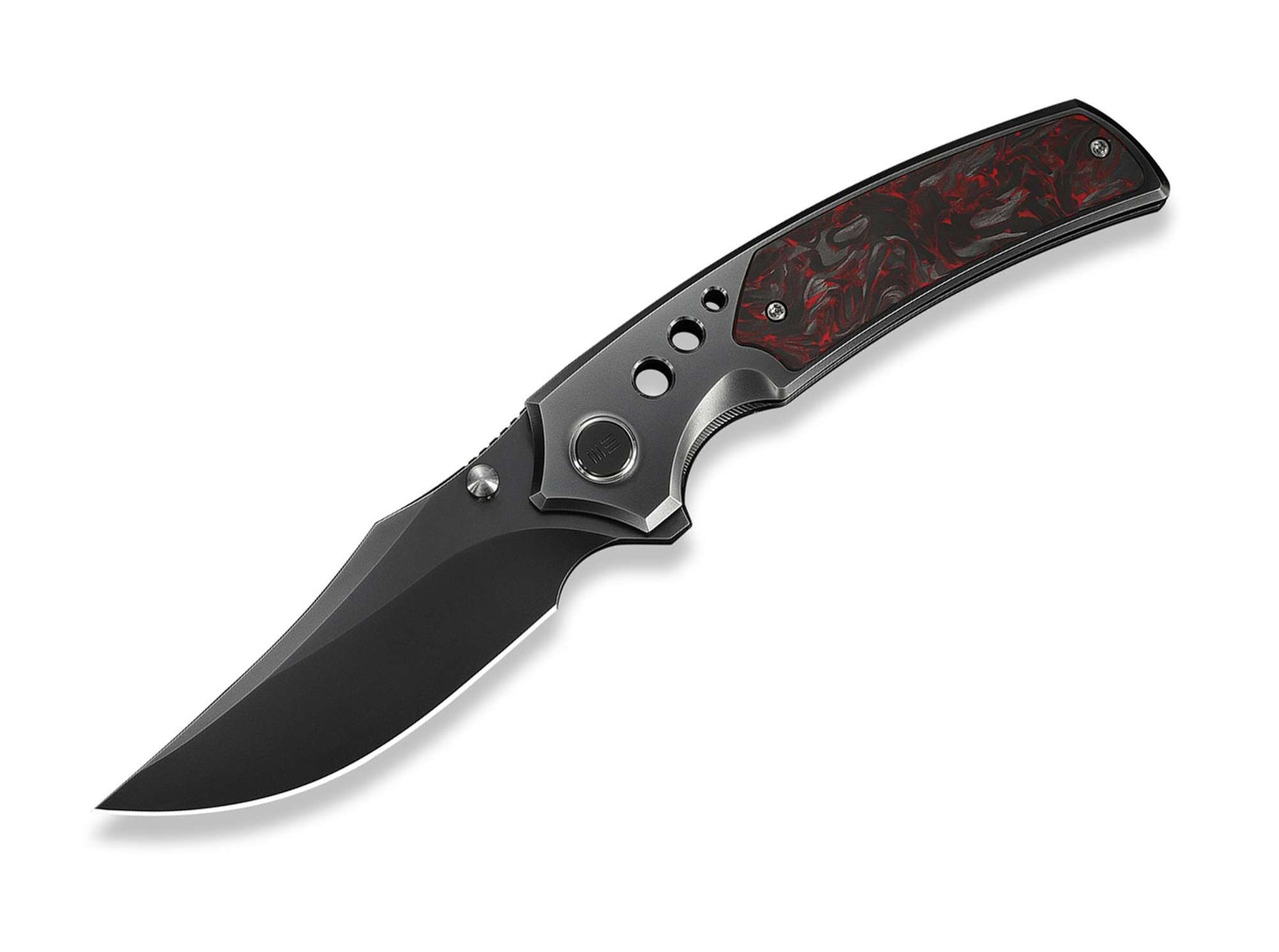 WE Knife Skynix M390 Dark Gray Ti Black & Red CF