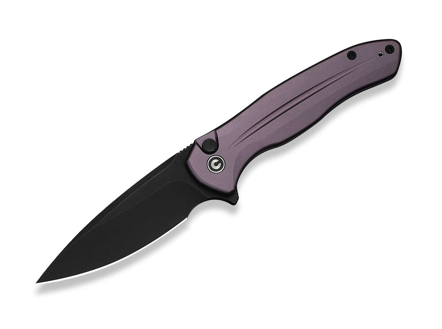 CIVIVI Button Lock Kitefin 14C28N Purple Aluminum Black Stonewash