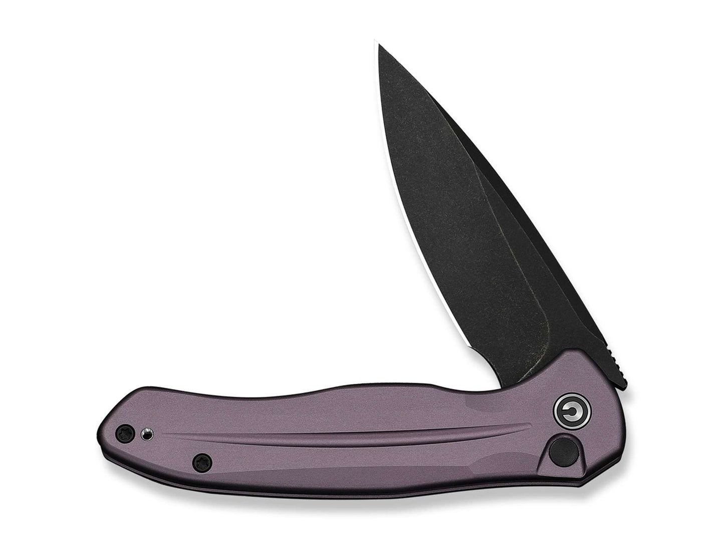 CIVIVI Button Lock Kitefin 14C28N Purple Aluminum Black Stonewash