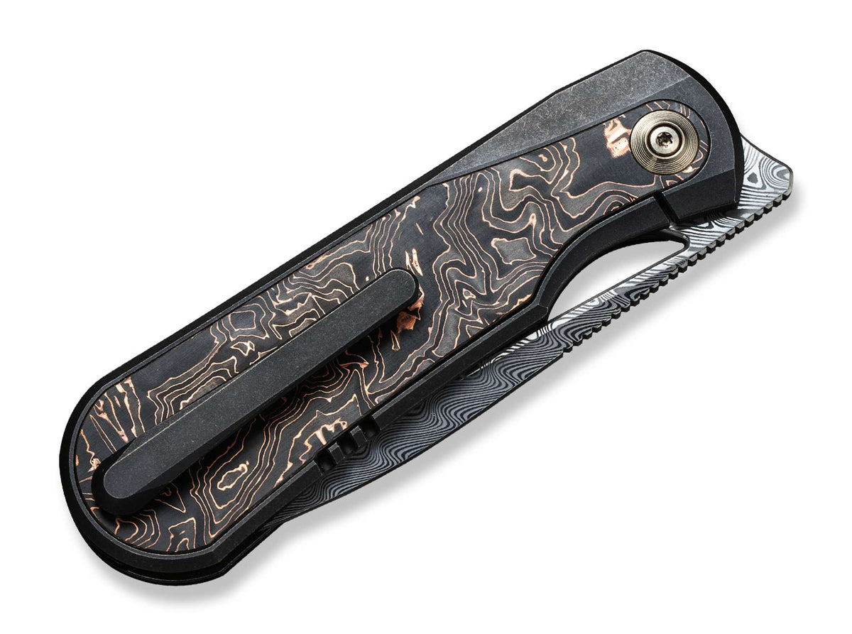 WE Knife Baloo Damascus Titanium CF Black