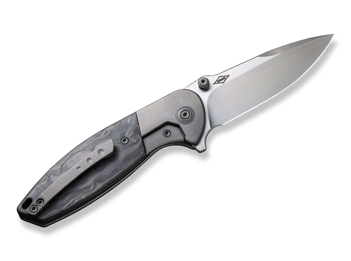 WE Knife Nitro Mini Gray Titanium Marble Carbon