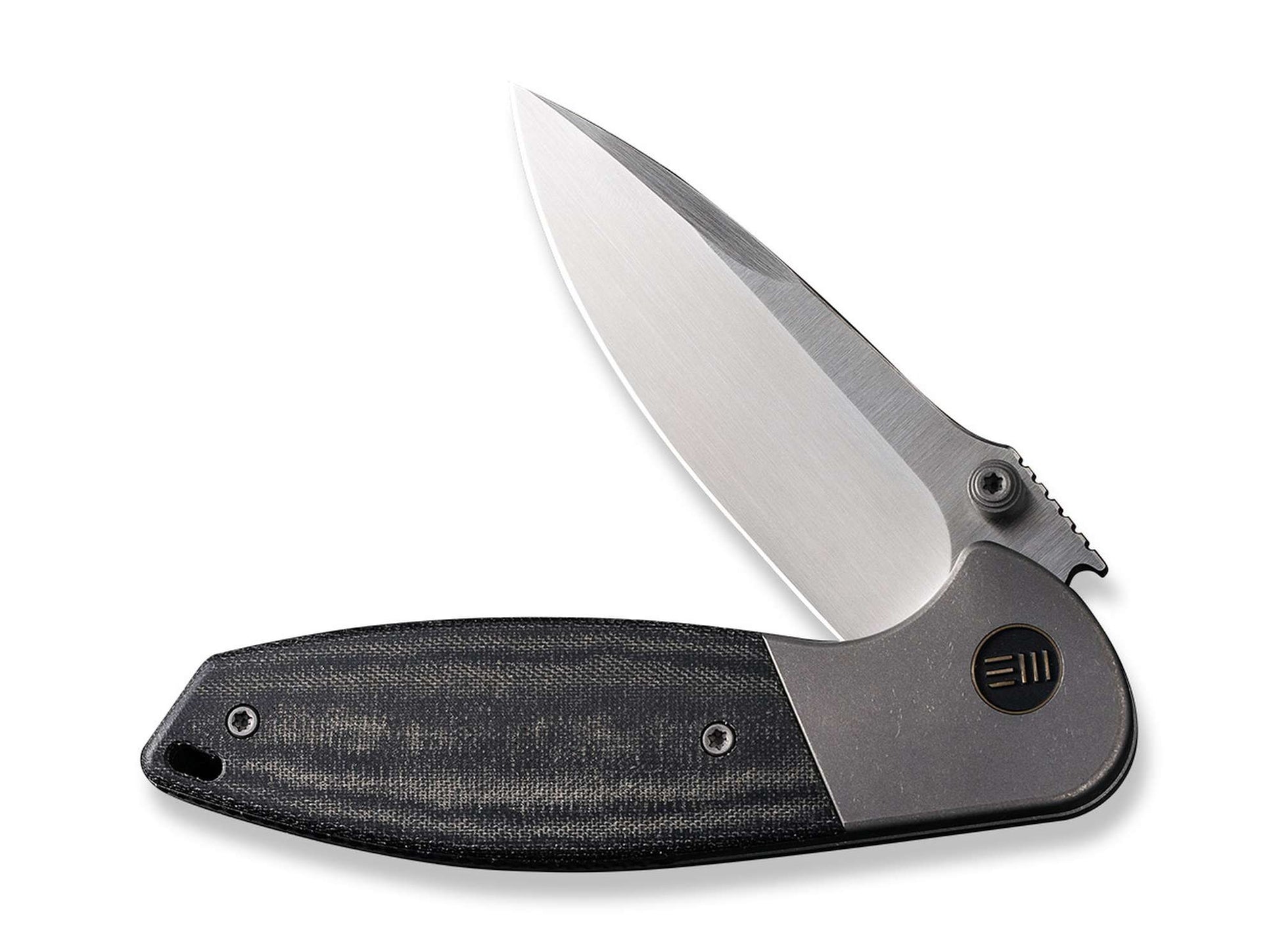 WE Knife Nitro Mini Grey Titanium Micarta Black