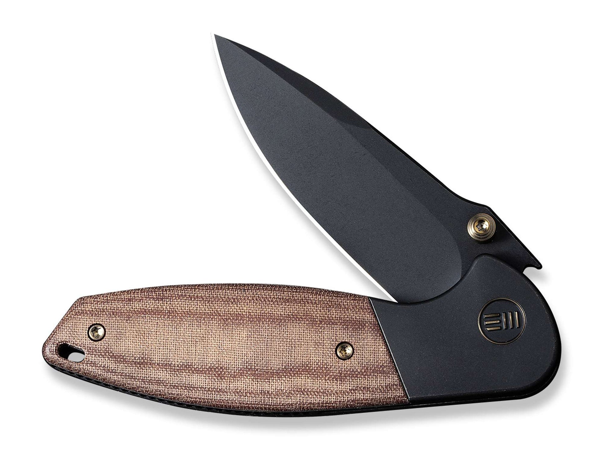 WE Knife Nitro Mini Black Titanium Micarta Brown