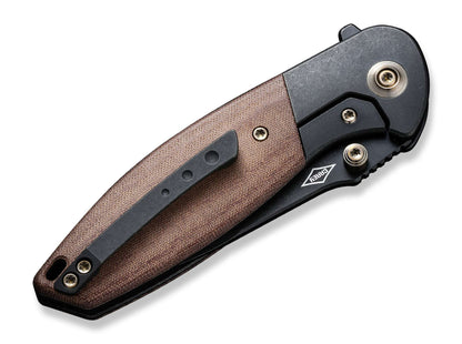 WE Knife Nitro Mini Black Titanium Micarta Brown
