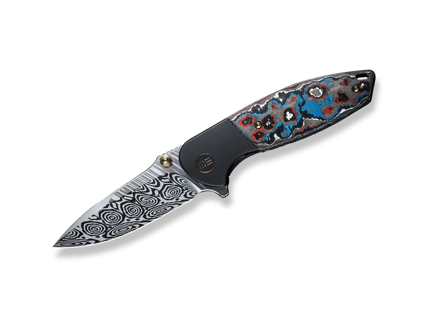 WE Knife Nitro Mini Black Titanium Nebula Carbon Damascus