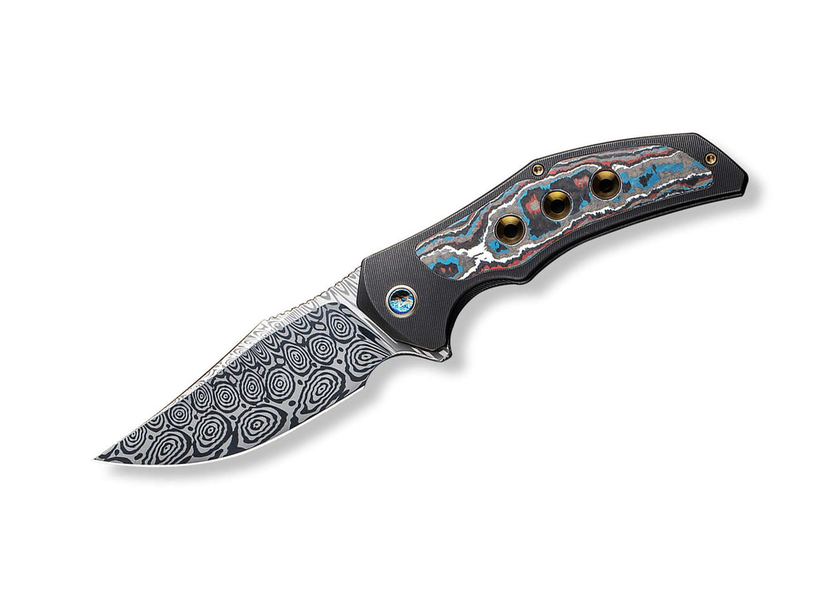 WE Knife Magnetron Black Nebula Fat Carbon Damascus