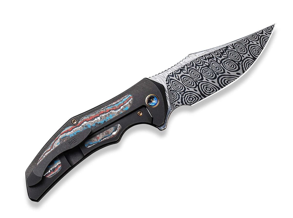 WE Knife Magnetron Black Nebula Fat Carbon Damascus