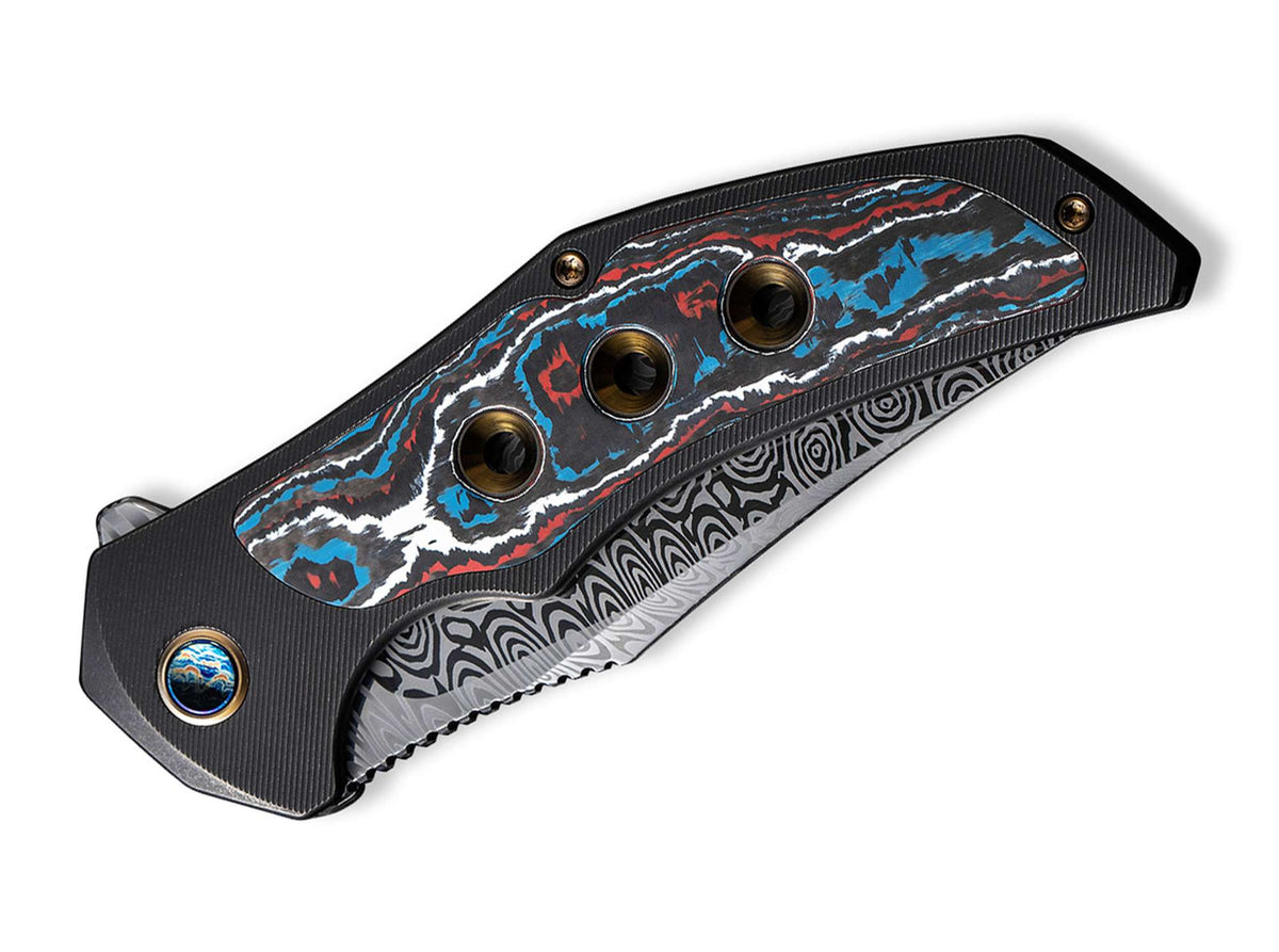 WE Knife Magnetron Black Nebula Fat Carbon Damascus