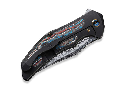 WE Knife Magnetron Black Nebula Fat Carbon Damascus
