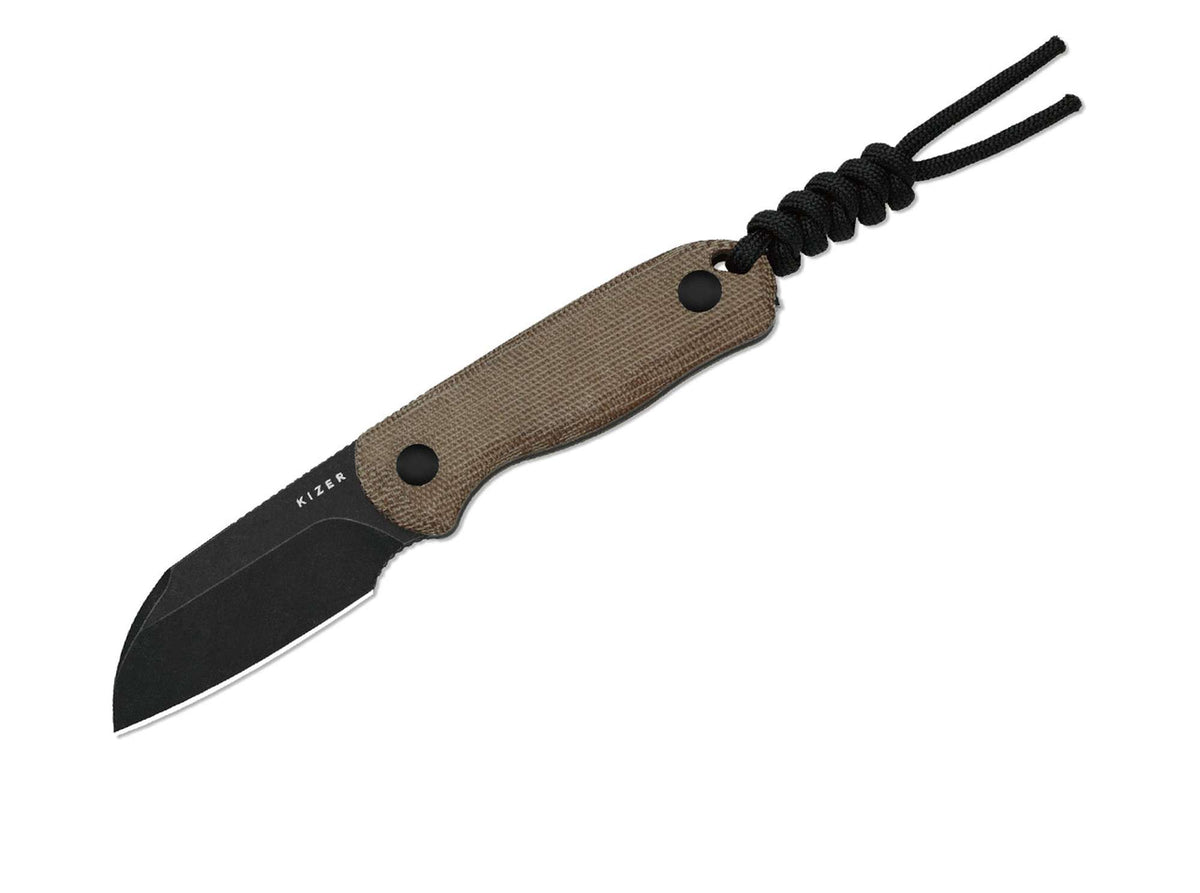Kizer Drop Bear Fix AEB-L Brown Norplex UltreX Micarta Black Stonewash