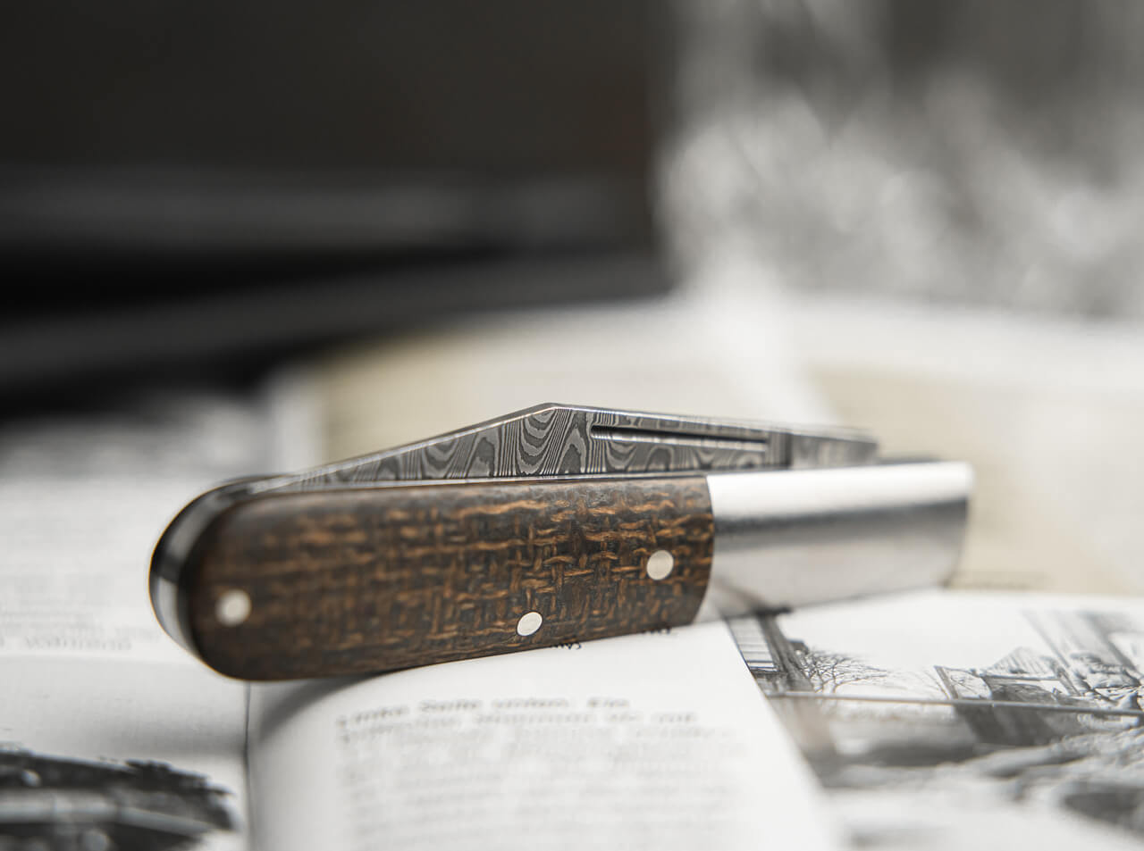 Böker Manufaktur Solingen Barlow M4 Sherman-Damast