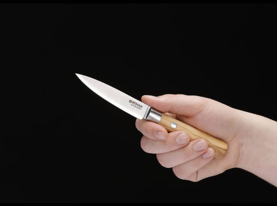 Böker Manufaktur Solingen Damast Olive Spickmesser
