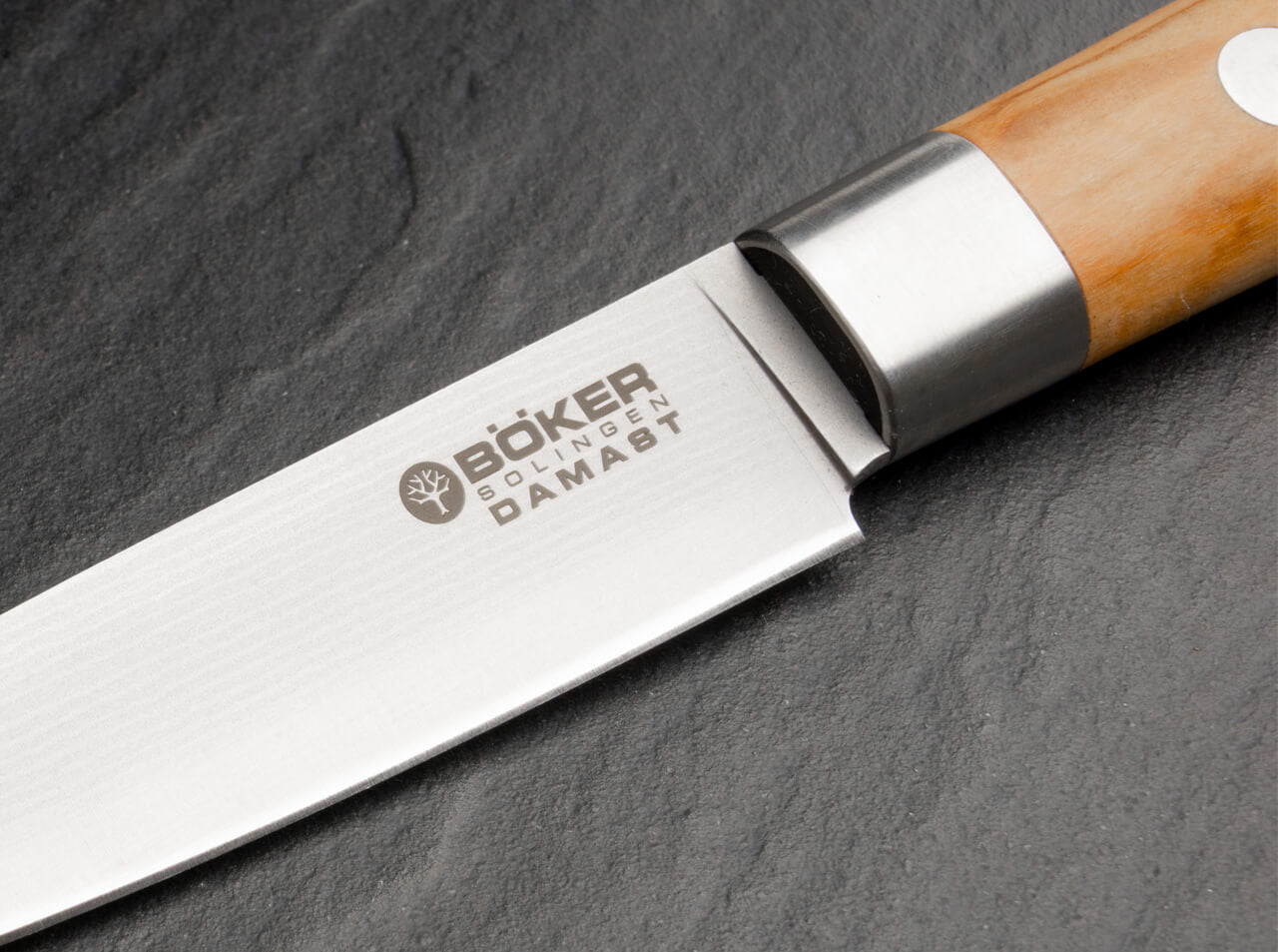 Böker Manufaktur Solingen Damast Olive Spickmesser