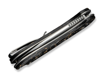 CIVIVI Button Lock Elementum II Shredded CF Golden Resin Damascus