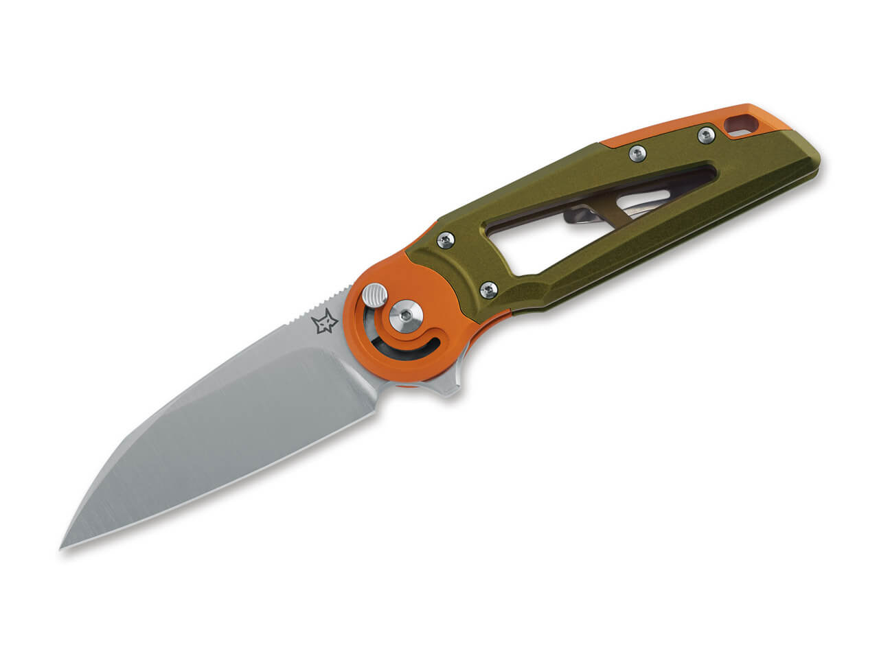 Fox Knives Metamorphosis Wharncliffe M390 Aluminum Green & Orange