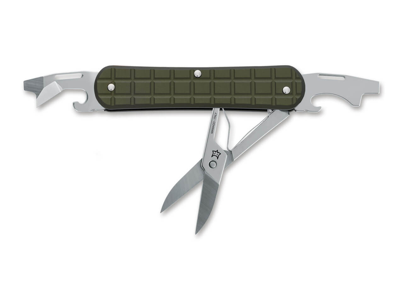 Fox Knives Vulpis 130-F3 Grenade Pattern Aluminum Green