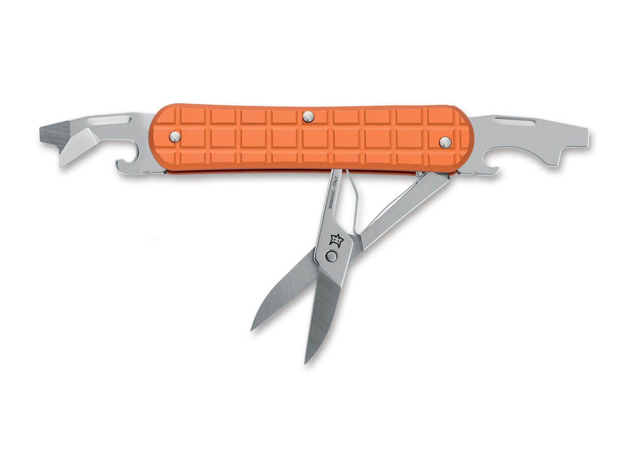 Fox Knives Vulpis 130-F3 Grenade Pattern Aluminum Orange