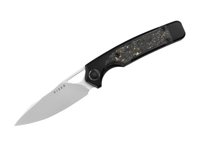 Kizer Ara S45VN Black Ti CF Gold Flake