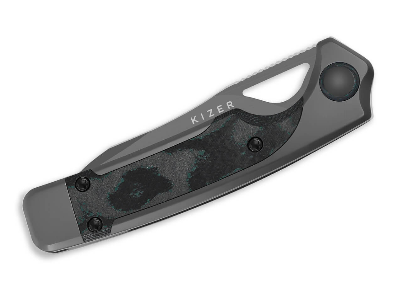 Kizer Ara S45VN Grey Ti Camo CF Brittany Blue