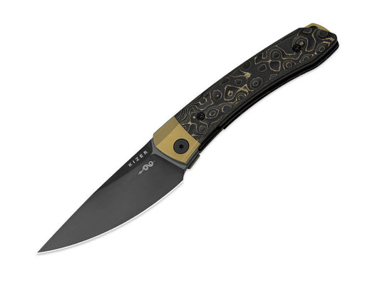 Kizer Mini MoMo S90V Ti Fat Carbon Camo Gold
