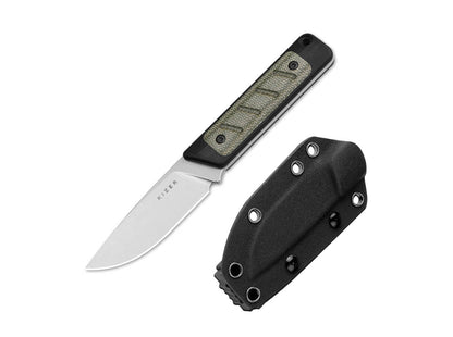 Kizer Smolt 14C28N Black G10 & Green Micarta